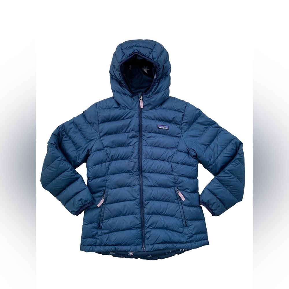 Patagonia Size XL, 14, Reversible Hi-Loft Down Sweater Hoodie Puffer Coat